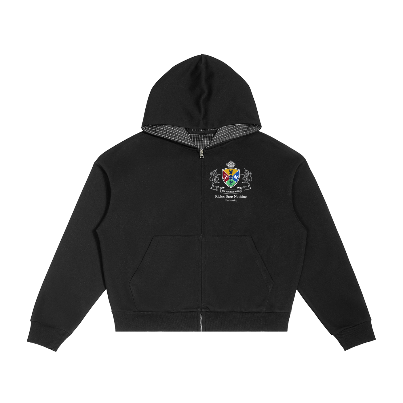 Black University Boxy Zip up